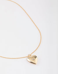 Gold Heart Pendant Locket Necklace - link has visual effect only