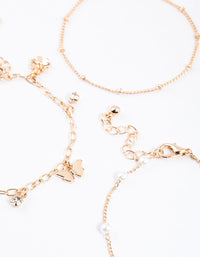 Gold Charm & Pearl Chain Bracelet Pack - link has visual effect only