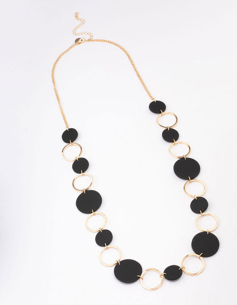 Black Matte Station Disc Necklace