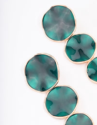 Gold Multi-Disc Green Drop Earrings - link has visual effect only