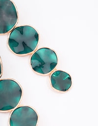 Gold Multi-Disc Green Drop Earrings - link has visual effect only