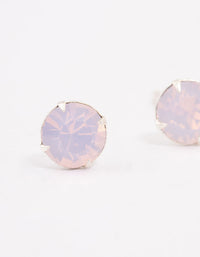 Sterling Silver Pink Oval Stud Earrings - link has visual effect only