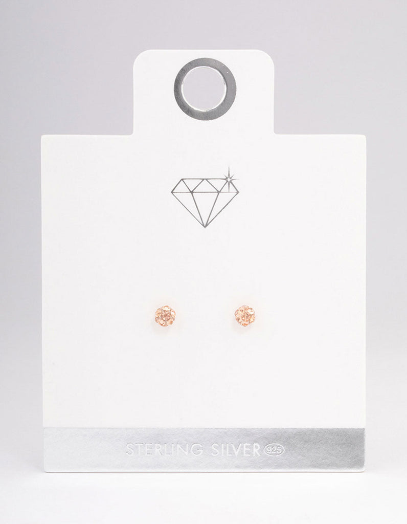 Sterling Silver Blush Fireball Stud Earrings