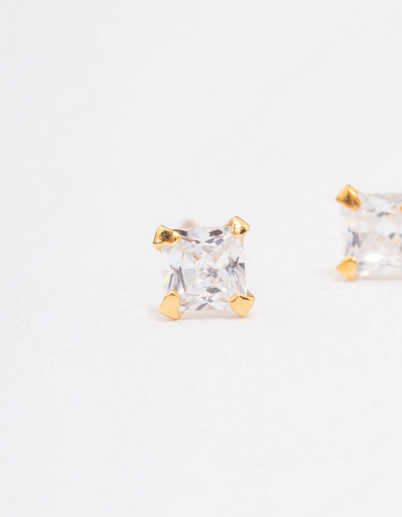 Gold Plated Sterling Silver Baby Pear Cubic Zirconia Stud Earrings