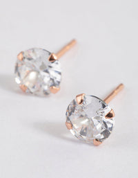 Rose Gold Plated Sterling Silver Cubic Zirconia Stud Earrings - link has visual effect only