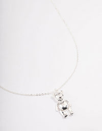 Silver Moving Teddy Bear Short Necklace - link has visual effect only