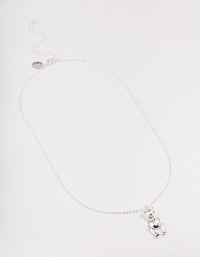 Silver Moving Teddy Bear Short Necklace - link has visual effect only