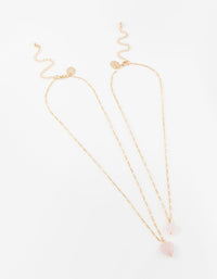 Gold Semi-Precious Mini Heart Necklace Pack - link has visual effect only