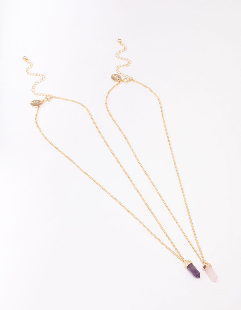 Gold Semi-Precious Mini Shard Necklace Pack