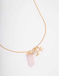 Gold Rose Quartz Celestial Charm Necklace - link has visual effect only