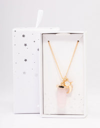 Gold Rose Quartz Celestial Charm Necklace - link has visual effect only