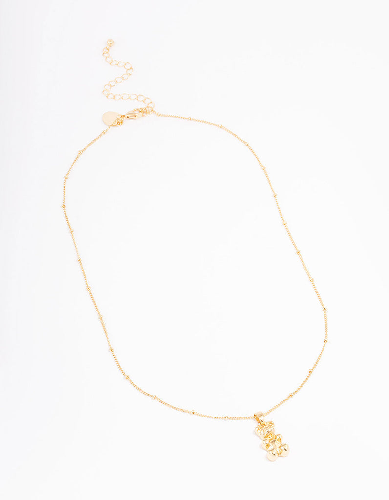 Gold Plated Bear Station Short Necklace