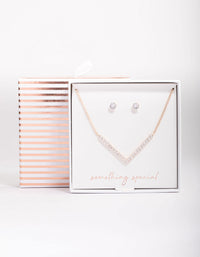 Rose Gold Cubic Zirconia Jewellery Set - link has visual effect only