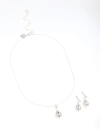 Silver Round & Pear Halo Jewellery Set - link has visual effect only