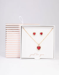 Gold Heart Halo Ball Jewellery Set - link has visual effect only