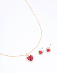 Gold Heart Halo Ball Jewellery Set - link has visual effect only