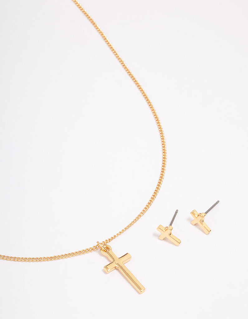 Gold Plated Cross Jewellery Set