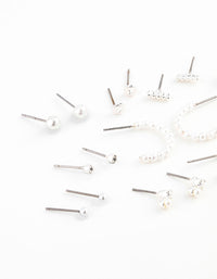 Silver Pearl Mixed Stud & Hoop Earring 12-Pack - link has visual effect only