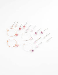 Mixed Metal Diamante & Pearl Earring 8-Pack - link has visual effect only