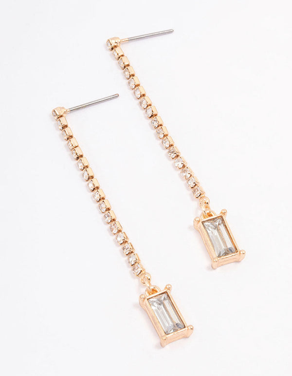 Gold Cupchain Radiant Drop Earrings