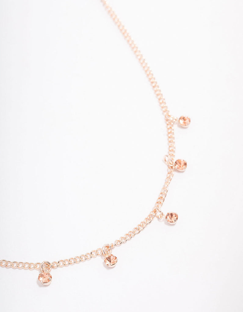 Rose Gold Alternate Diamante Necklace