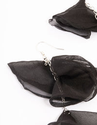 Black Ribbon Twirl Drop Earrings - link has visual effect only