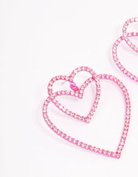 Pink Double Heart Drop Earrings - link has visual effect only