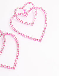 Pink Double Heart Drop Earrings - link has visual effect only