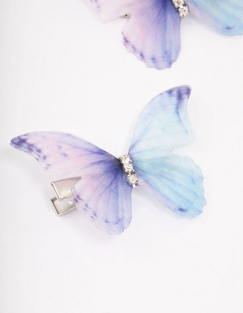 Diamante Butterfly Hair Clip Pack