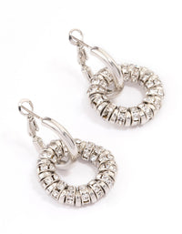 Rhodium Diamante Double Hoop Earrings - link has visual effect only