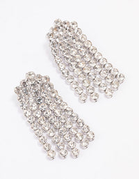 Rhodium Multi Row Cupchain Drop Earrings - link has visual effect only