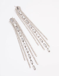 Silver Mixed Diamante Cupchain Drop Earrings - link has visual effect only
