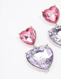 Pink & Purple Small Double Heart Drop Earrings - link has visual effect only
