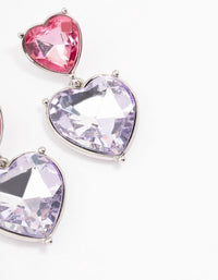 Pink & Purple Small Double Heart Drop Earrings - link has visual effect only