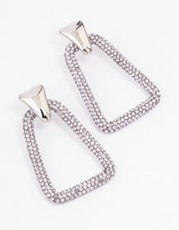 Rhodium Large Diamante Drop Earrings - link has visual effect only