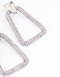 Rhodium Large Diamante Drop Earrings - link has visual effect only