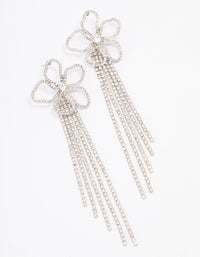 Rhodium Flower Cupchain Drop Earrings - link has visual effect only
