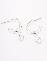 Silver Plated Cubic Zirconia Hoop Earrings - link has visual effect only