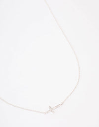 Silver Plated Diamante Cross Fine Pendant Necklace - link has visual effect only