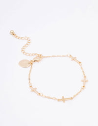 Gold Plated Multi Cross Bracelet - link has visual effect only