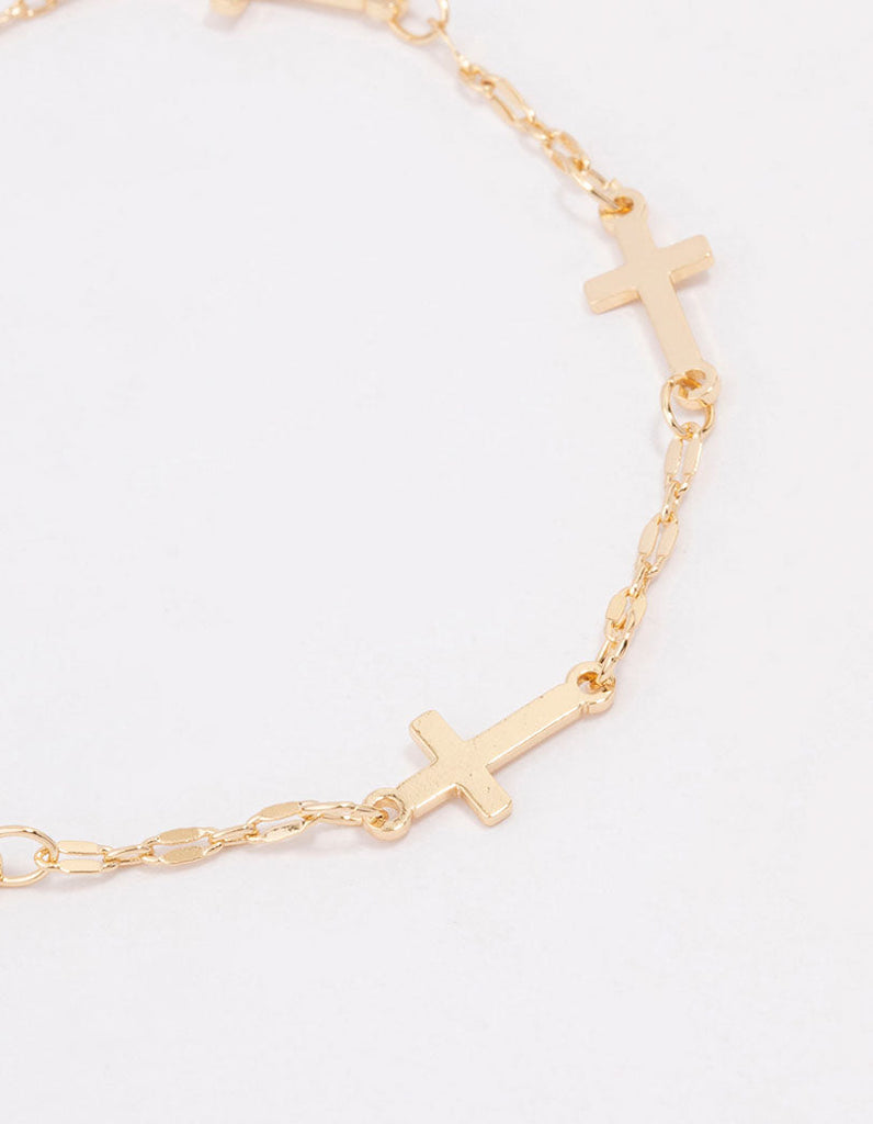 Gold Plated Multi Cross Bracelet