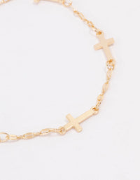 Gold Plated Multi Cross Bracelet - link has visual effect only