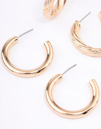 Gold Mixed Hoop Earrings 3-Pack - link has visual effect only
