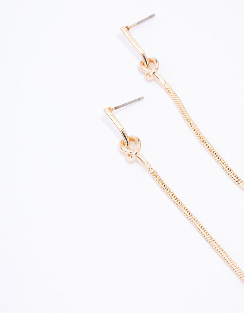 Gold Twisted Knotted Drop Earrings