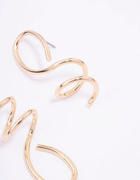 Gold Mixed Irregular Spiral Drop Earrings - link has visual effect only