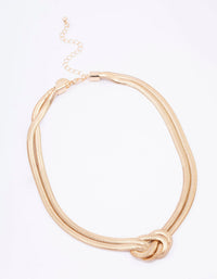 Gold Double Row Snake Chain Knotted Necklace - link has visual effect only