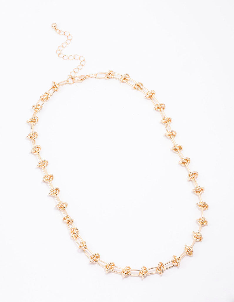 Gold Knotted Link Necklace