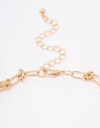 Gold Knotted Link Necklace - link has visual effect only