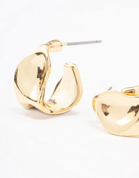 Gold Plated Bold Warped Huggie Earrings - link has visual effect only