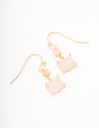 Gold Plated Round & Square Semi-Precious Drop Earrings - link has visual effect only